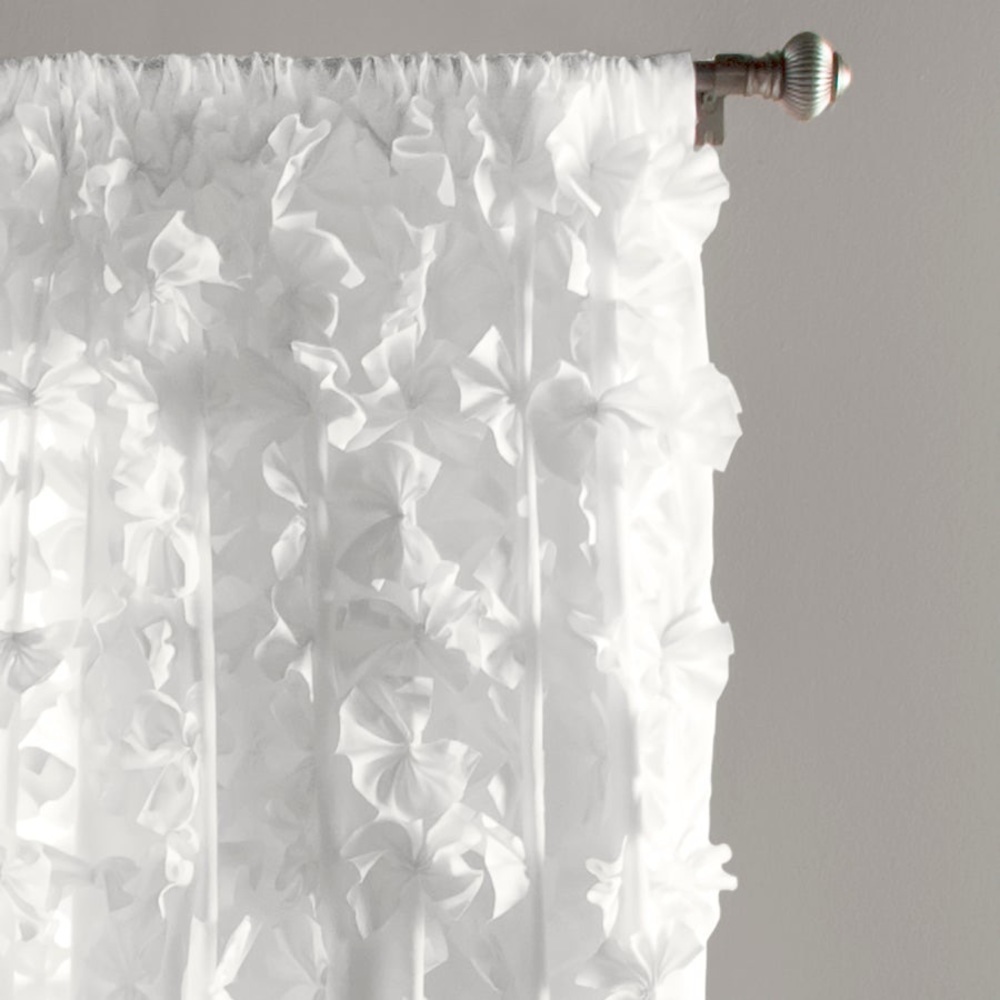 Lush Decor Riley White Window Curtain Single Panel 54”x84” - Picture 2 of 5